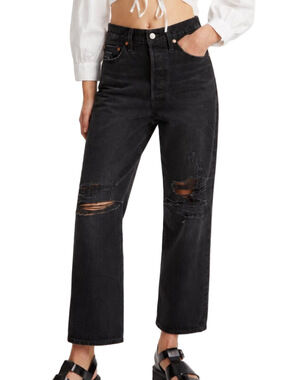 Levi's Black Ribcage Distressed Straight Leg jeans SZ 27